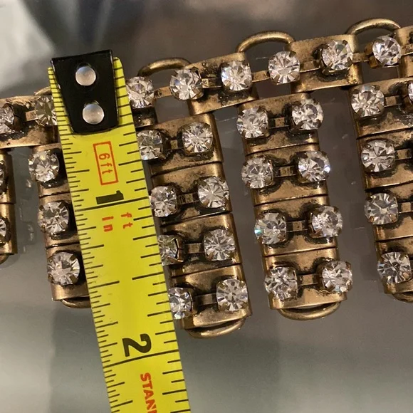 J CREW - necklace: gold tone w asymmetrical chunks & rhinestones throughout - Picture 7 of 16